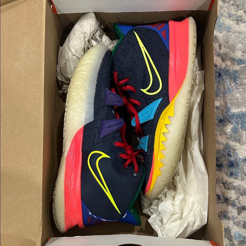 Nike Kids Navy Sneakers with Red and Yellow Accents CUSTOM